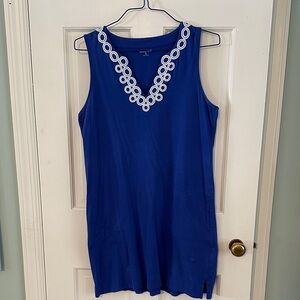 Lands' End Blue Sleeveless Dress with White Trim
